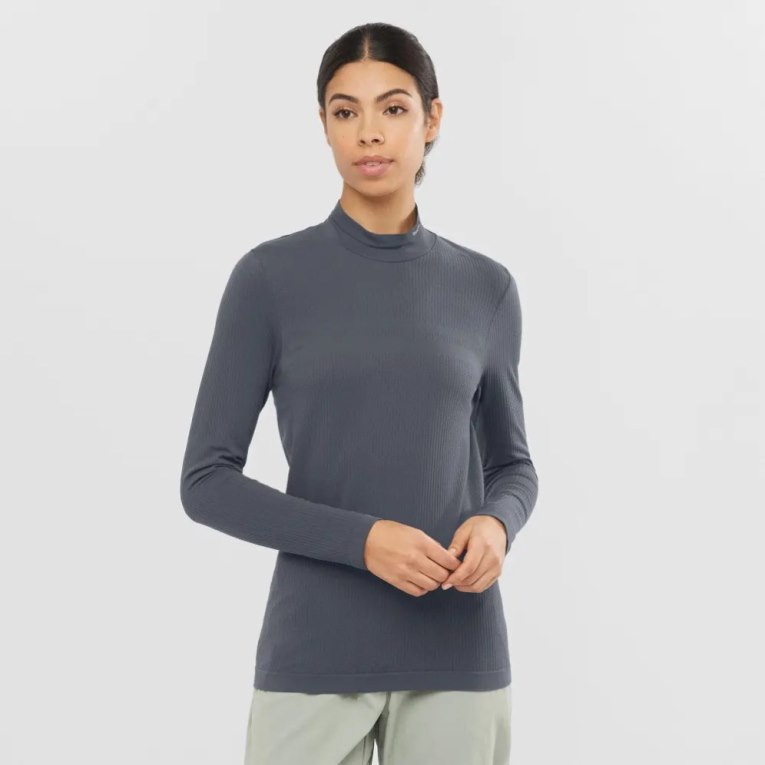 Camiseta Salomon Essential Seamless Long Sleeve Mujer Negros | MX TMBQ392